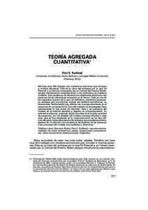 FINN E. KYDLAND, Teoría agregada cuantitativa