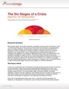 The Six Stages of a Crisis Stage One: The Warning Phase Robert C. Chandler, Ph.D. Director, Nicholson School of Communication and Principal Researcher at the Center for Crisis Communication at UCF  Executive Summary