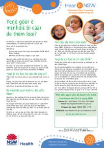 Statewide Infant Screening – Hearing (SWISH) Program Yeŋö göör ë mɛ̈nhdiɛ̈ bï cäär de thëm looi?