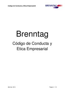 Código de Conducta y Ética Empresarial  Brenntag Código de Conducta y Etica Empresarial