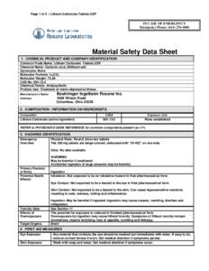 Lithium compounds / Lithium / Carbonates / Methamphetamine / Material safety data sheet / Carbon dioxide / Chemistry / Matter / Mood stabilizers