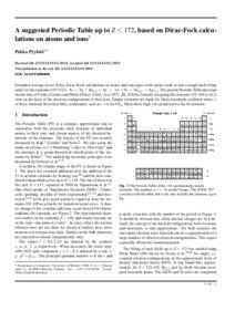 A suggested Periodic Table up to Z ≤ 172, based on Dirac-Fock calculations on atoms and ions† Pekka Pyykk¨o∗a Received Xth XXXXXXXXXX 20XX, Accepted Xth XXXXXXXXX 20XX