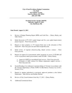 City of East Providence Budget Commission City Hall 145 Taunton Avenue East Providence, RI[removed]7500