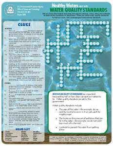 Water Quality Standards crossword puzzle for Kids