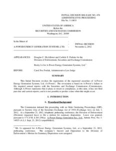 INITIAL DECISION RELEASE NO. 470 ADMINISTRATIVE PROCEEDING File No[removed]UNITED STATES OF AMERICA Before the SECURITIES AND EXCHANGE COMMISSION
