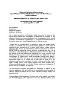 Statement J  Schokkenbroek Conference Budapest[removed]