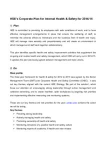 CHSC - Corporate Plan for Internal Health & Safety for[removed]