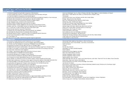 Accepted Papers and Posters for IVA 2011 Full Papers (