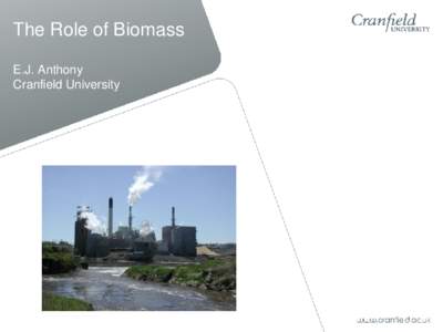 The Role of Biomass E.J. Anthony Cranfield University Equivalent Energy Content Biomass is the first renewable