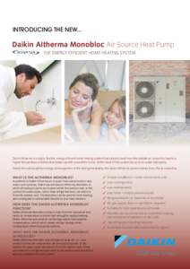 Architecture / Heat pumps / Energy / Plumbing / Heating / Air source heat pumps / Daikin Industries / HVAC / Underfloor heating / Building engineering / Heating /  ventilating /  and air conditioning / Technology