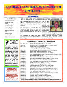 CENTRAL TEXAS HOUSING CONSORTIUM NEWSLETTER www.centexhousing.org NOVEMBER 2011