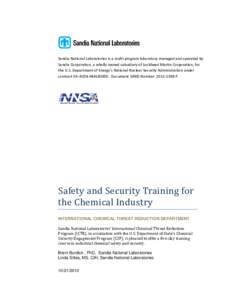 Safety and Security Training for the Chemical Industry