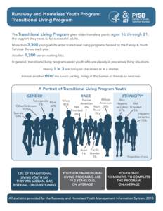 Alcohol abuse / Transitional living / Runaway / Street culture / Transitional Living for Older Homeless Youth / Street Outreach Program / Child welfare / Homelessness / Social work