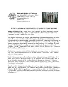 Supreme Court of Georgia Jane Hansen, Public Information Officer 244 Washington Street, Suite 572 Atlanta, Georgia[removed]9385 [removed]