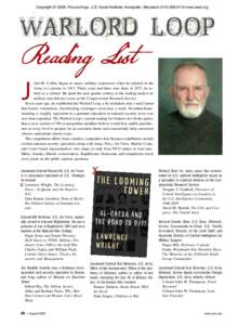 Copyright © 2008, Proceedings, U.S. Naval Institute, Annapolis, Maryland[removed]www.usni.org  J ohn M. Collins began to amass military experience when he enlisted in the Army as a private in[removed]Thirty years a