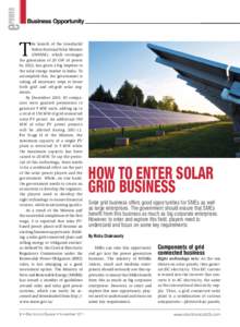 Business Opportunity  T he launch of the Jawaharlal Nehru National Solar Mission