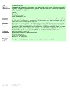 Title  Nitrate + Nitrite as N Specimen Requirements