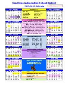 San Diego Independent School District[removed]Calendar S[removed]