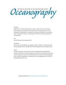 Oceanography THE OFFICIAL MAGAZINE OF THE OCEANOGRAPHY SOCIETY CITATION Smith, W.O. Jr., K.T. Goetz, D.E. Kaufman, B.Y. Queste, V. Asper, D.P. Costa, M.S. Dinniman, M.A.M. Friedrichs, E.E. Hofmann, K.J. Heywood, J.M. Kl