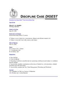 Discipline Case Digest Index  Law Society Home Page Case[removed]PHILLIP F. B. CRAMER