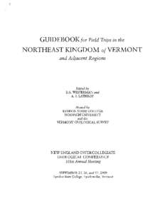 GUID EBO OI( for Field Trips in the NORTHEAST KINGDOM of VERMONT  and Adjacent Regions