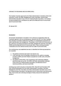 GUIDANCE FOR DESIGNING AND DELIVERING MPAs  This Guidance has been approved by the Public Administration Committee (of the Joint University Council), the Public Management & Policy Association, and the Public Administrat