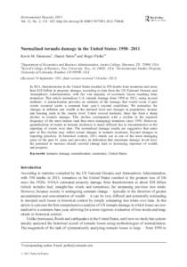 Normalized tornado damage in the United States: 1950–2011