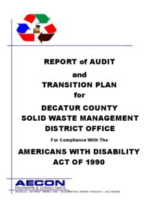 REPORT of AUDIT and TRANSITION PLAN for DECATUR COUNTY SOLID WASTE MANAGEMENT