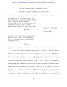 Case: 3:15-cvbbc Document #: 94 Filed: Page 1 of 36  IN THE UNITED STATES DISTRICT COURT FOR THE WESTERN DISTRICT OF WISCONSIN - - - - - - - - - - - - - - - - - - - - - - - - - - - - - - - - - - - - - - -