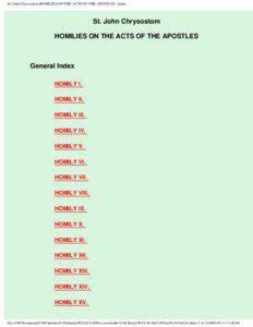 St. John Chrysostom HOMILIES ON THE ACTS OF THE APOSTLES : Index.