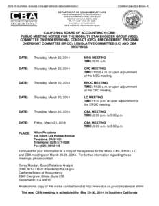 CBA / Committee Meetings Notice & Agenda for[removed], 2014