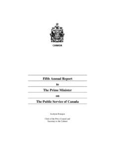 CANADA  Fifth Annual Report to The Prime Minister on