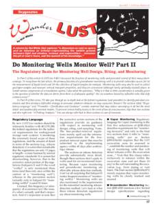 LUSTLine Bulletin 41: Wander Lust: Do Monitoring Wells Monitor Well Part 2