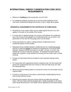 INTERNATIONAL ENERGY CONSERVATION CODE (IECC) REQUIREMENTS