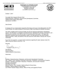 October 1, 2010  Honorable Gloria Negrete McLeod, Chair Senate Business, Professions, and Economic Development Committee California State Capitol, Room 2053 Sacramento, CA 95814