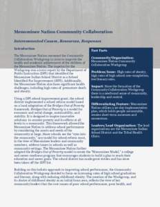 Menominee Nation Community Collaboration Interconnected Causes, Resources, Responses Introduction The Menominee Nation convened the Community Collaboration Workgroup in 2010 to improve the health and academic achievement