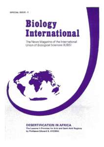 SPECIAL ISSUE - 1  Biology International The News Magazine of the International