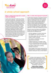 Whole school A whole-school approach What is a whole-school approach to mental health and wellbeing?