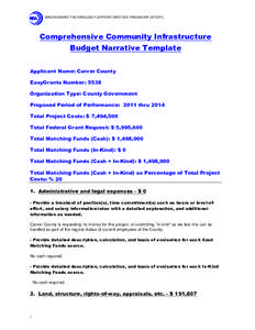 BROADBAND TECHNOLOGY OPPORTUNITIES PROGRAM (BTOP)  Comprehensive Community Infrastructure Budget Narrative Template Applicant Name: Carver County EasyGrants Number: 5538