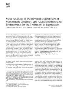 Meta-Analysis of the Reversible Inhibitors of Monoamine Oxidase Type A Moclobemide and Brofaromine for the Treatment of Depression