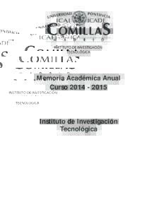 Memoria Académica Anual CursoInstituto de Investigación Tecnológica