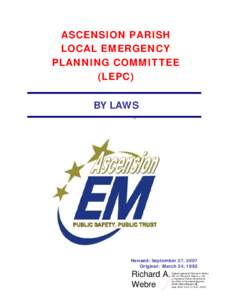 ASCENSION PARISH LOCAL EMERGENCY PLANNING COMMITTEE (LEPC) BY LAWS