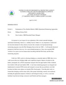 NEW BEDFORD, MEMO CONTAINING EXPLANATION OF NEW BEDFORD HARBOR OPERATIONAL MONITORING APPROACHES, [removed], SDMS# 507229