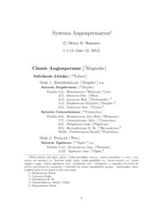 Systema Angiospermarum∗ c Alexey B. Shipunov v[removed]June 12, [removed]Classis Angiospermae [ 5Magnolia ]