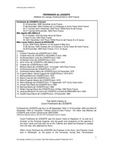 www.lynly.gen.nz/index.htm  FERDINAND de LESSEPS (Weblink De Lesseps Ferdinand before 1849 France) Ferdinand de LESSEPS (Count) B 19 November 1805 Versailles lle de France