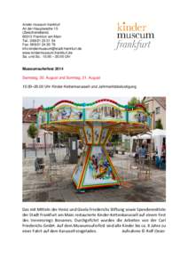 kinder museum frankfurt An der Hauptwache 15 (ZwischenebeneFrankfurt am Main Tel.: Fax: 