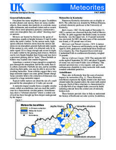 Meteorites Kentucky Geological Survey FACT SHEET  General Information