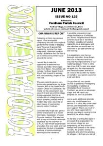 JUNE 2013 ISSUE NO 123 Published by Fordham Parish Council Fordham Village, near Colchester, Essex