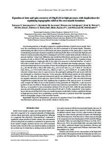 American Mineralogist, Volume 101, pages 1084–1093, 2016  Equation of state and spin crossover of (Mg,Fe)O at high pressure, with implications for explaining topographic relief at the core-mantle boundary Natalia V. So