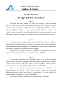 Società Chimica Italiana  Sezione Liguria Bando di Concorso Il Viaggio dell’atomo di Carbonio Articolo 1